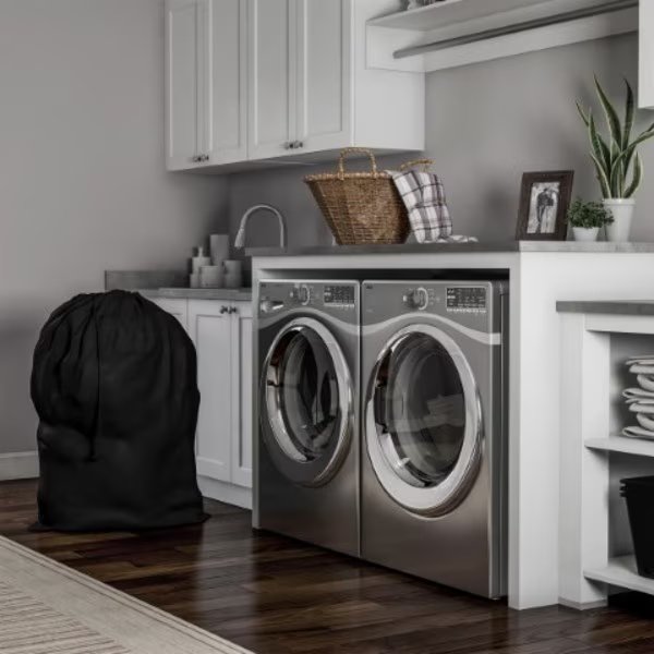 Heavy Duty Laundry Bag Jumbo Tear Resistant Nylon Hamper Liner with Drawstring, Home/ Travel (Black), Hastings Home, Mfr#: 921943FJW